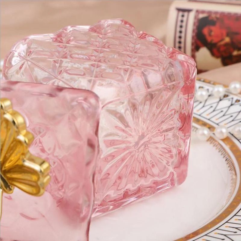 High Quality Electroplated Square Glass Candle Jar Golden Metal Lid with Custom Logo for Candle Holder
