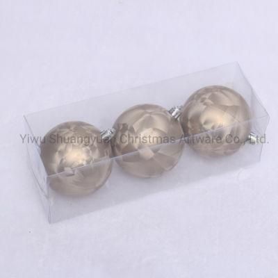 8cm Champagne Silver Feather Grain Plastic Ball