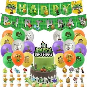 Plants Zombies Theme Birthday Party Decoration Balloon Banner Supplies