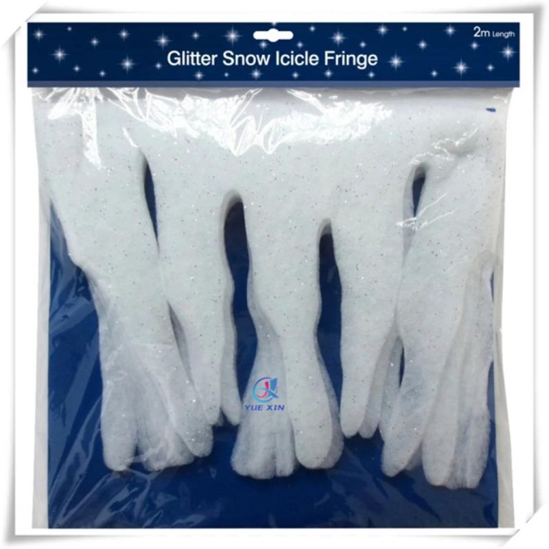 White Glittered Artificial Christmas Craft Icicle Snow Fringe