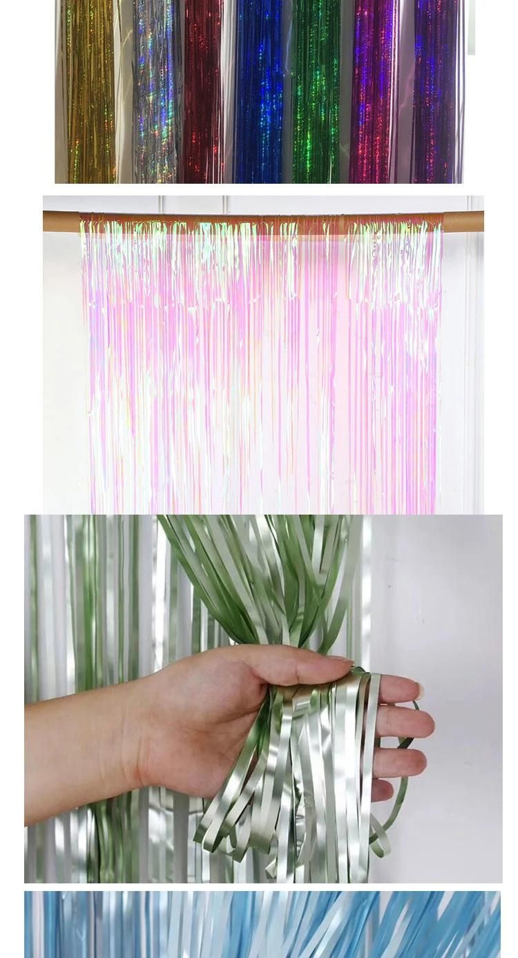 Showsea Party Pet Metallic Backdrop Tinsel Curtain Decor Foil Fringe Foil Curtain Photo Booth Props