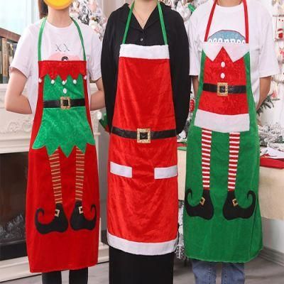 Christmas Apron, Xmas Apron Santa Claus Snowman Reindeer Apron Christmas Snow Scene Apron