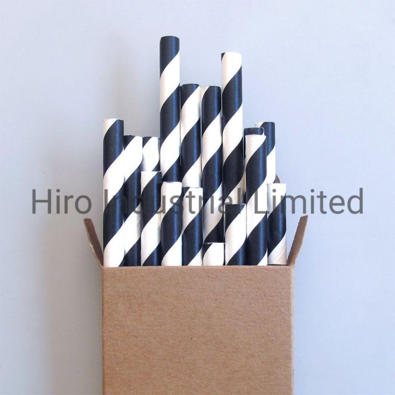 6*197mm Biodegradable Disposable Wrapped Paper Drinking Straws