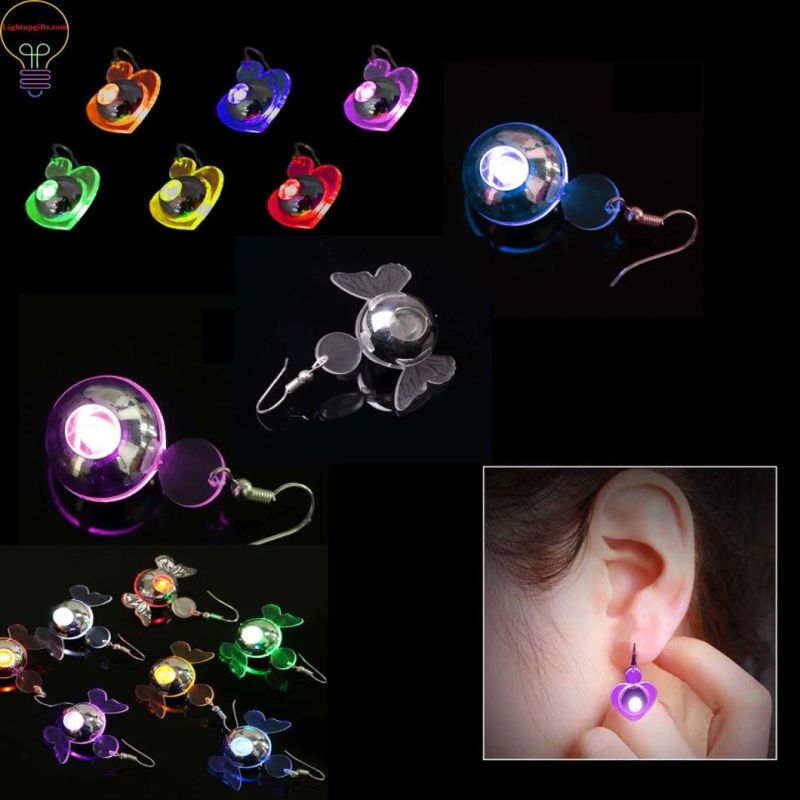 LED Light up Earrings Flashing LED Earrings Heart/Circutal/Butterfly Light