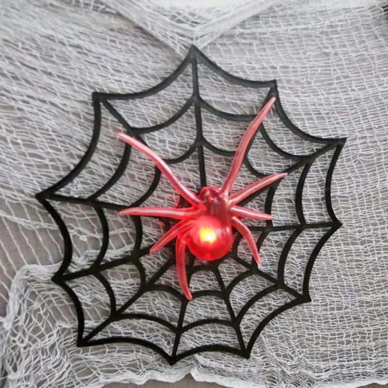 LED Lighted Spider Web Flashing Spider Halloween Prop Decoration