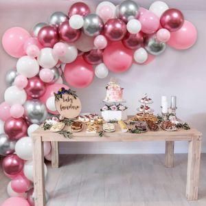 85PCS Balloon Garland Set DIY Latex Pink Shiny Metallic Silver Balloon Party Supplies