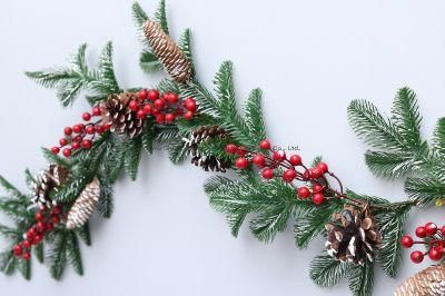 New Design Artificial Green Garland with Ornaments Decorate