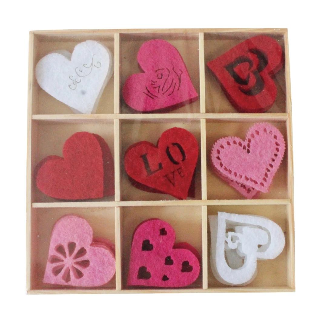 23468-23474 36PCS Colorful Designs Wooden Box Wool Felt Craft Decoration Shapes with Animal Loving Heart