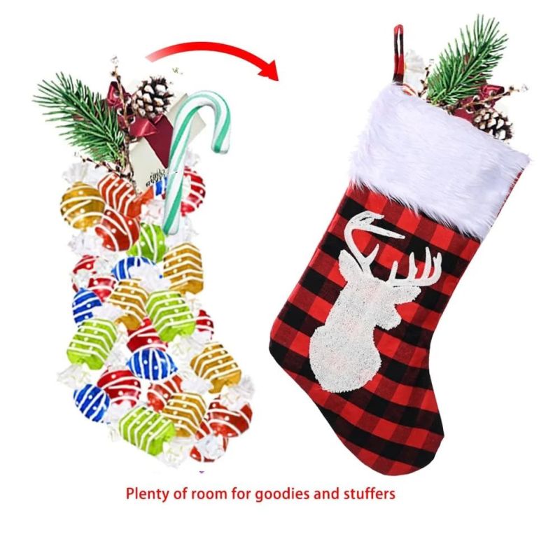 18" Christmas Stocking Classic Large Stockings Santa, Snowman, Reindeer Xmas Character for Family Holiday Christmas Party Decorations