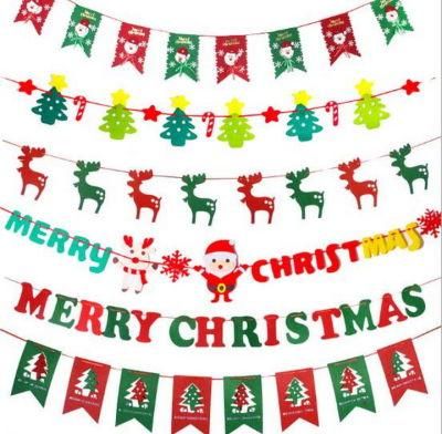 Non-Woven Colored Christmas Decorations Hanging Flag