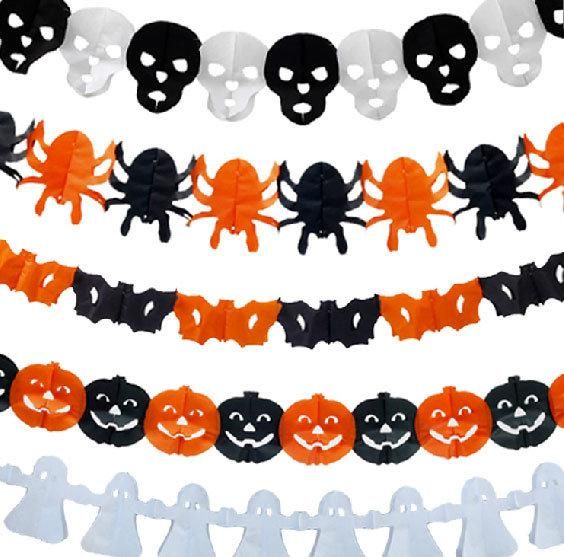 Halloween Party Decorations Paper Chain Garland with Spider Shape for Halloween Party