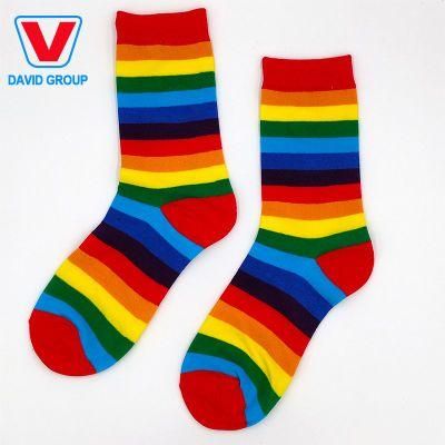 Christmas Tree Cotton Jacquard Lurex Gift Rainbow Socks