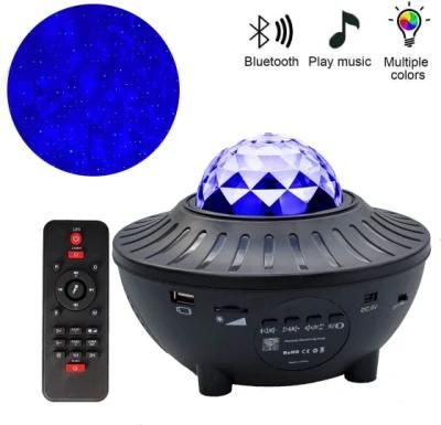 Custom Logo USB LED Star Night Light Music Starry Water Wave LED Projector Light Bluetooth Projector Sound-Activated Projector Light Decor