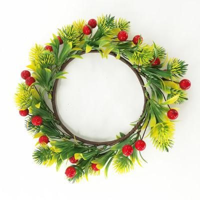 Decorative Pine Cone Hanging Ball Christmas Wreath with Green Leaf for Christmas Decor