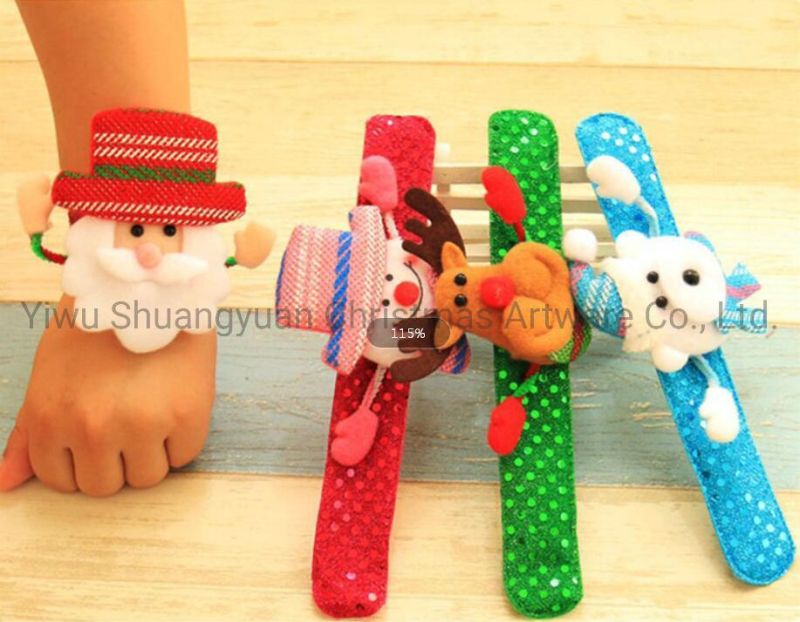Christmas Slap Band Glowing Wristband Bracelet for Christmas Xmas Decor New Kids Wrist Band Party Luminous Slap Bracelet