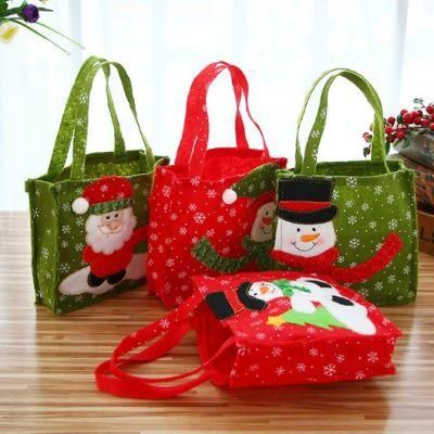 2021 Wholesale Christmas Non-Woven Bag Small Candy Gift Bags Printed Old Man Snowman Portable Christmas Decorations