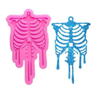 Wholesale Custom Halloween Skeleton Silicone Molds Jewelry Making Keychain Polymer Clay Mold
