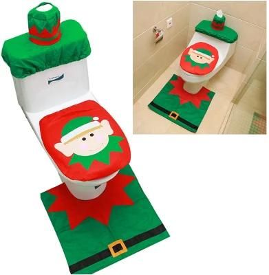 Elf, Elktoilet Seat Cover Set and Rug Bathroom Set for Christmas Bathroom, Decor Xmas
