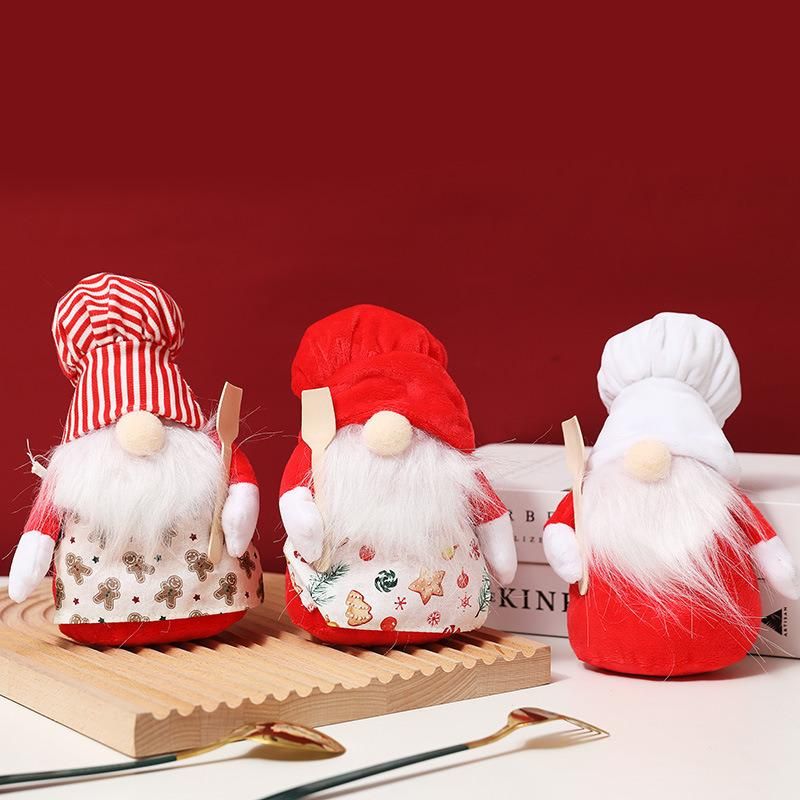 Christmas Decorations Cross Border New Little Chef Rudolph Faceless Doll Cute Plush Dwarf Doll Ornaments