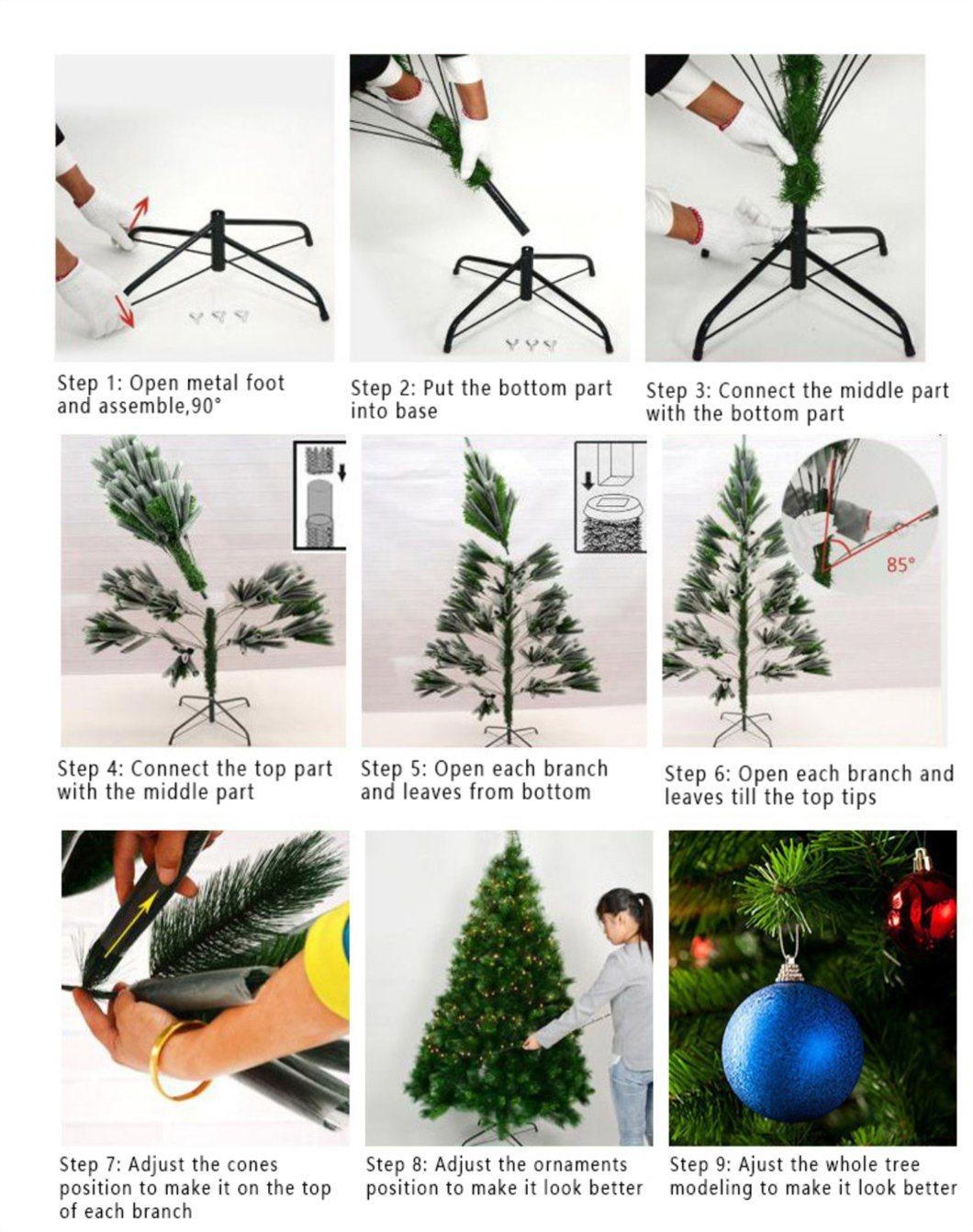 180cm Height Green PVC Artificial Christmas Tree with Metal Hinge and Stand