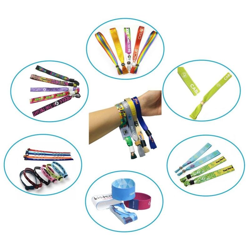 Custom Jacquard Woven Polyester Fabric Wristbands with Plastic Clip