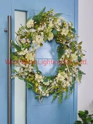 Artificial Spring Daisy Wreath--Green &amp; White-- 28 Inch