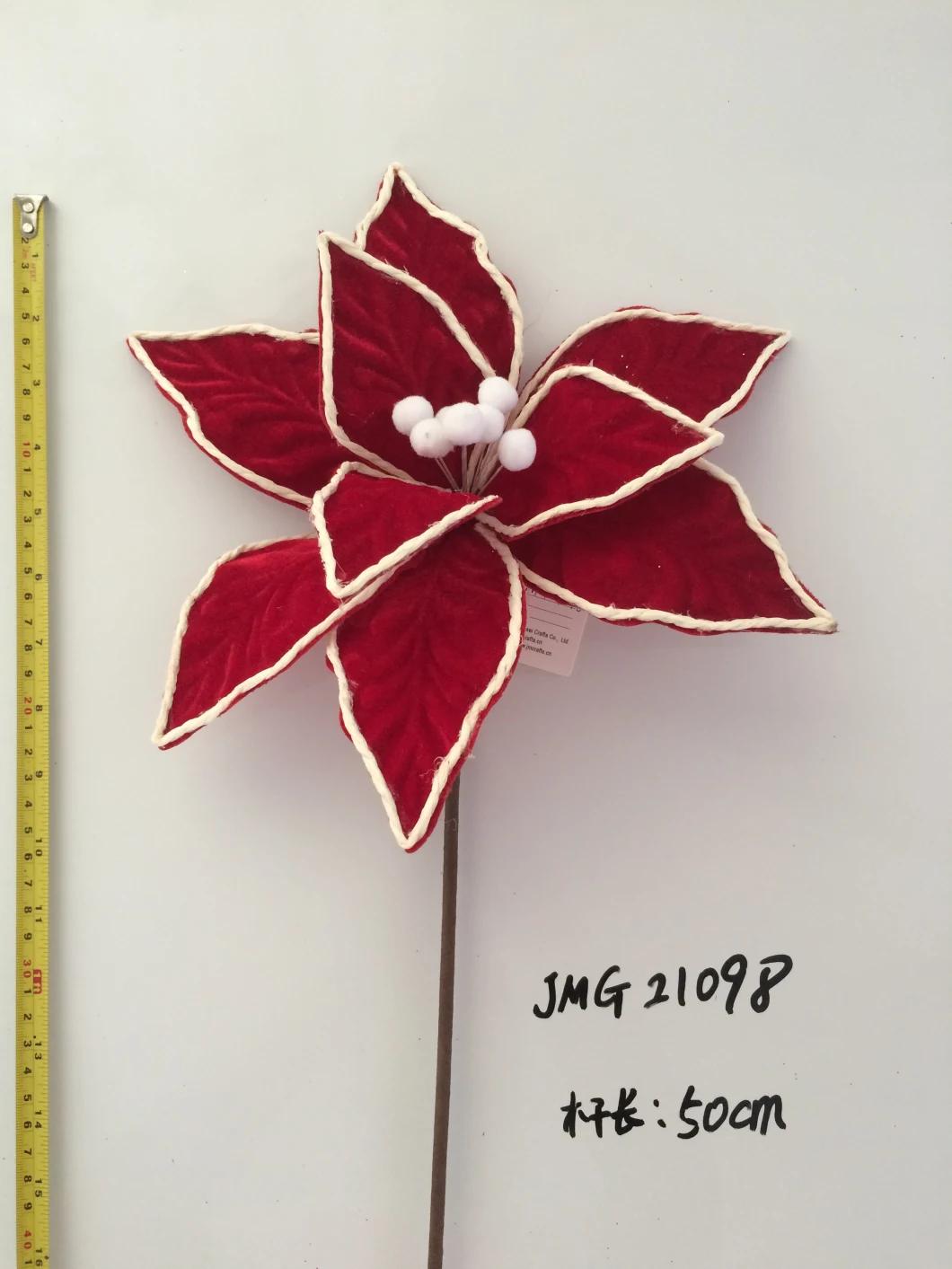 Ytcf089 White Berry and Velvet Material Flower Petals Poinsettia Flower