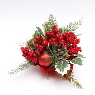 Cheap Price Red Color Artificial Christmas Table Wreath
