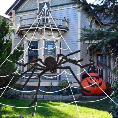 Fake Spider with Triangular Huge Spider Web 200&quot; Halloween Spider Web Giant Spider Decorations for Indoor Outdoor Halloween Decorations