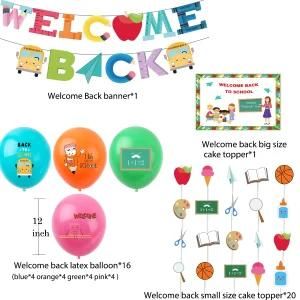 School Class Theme Party Decoration Supplies Cake Topper Balloon Banner Set