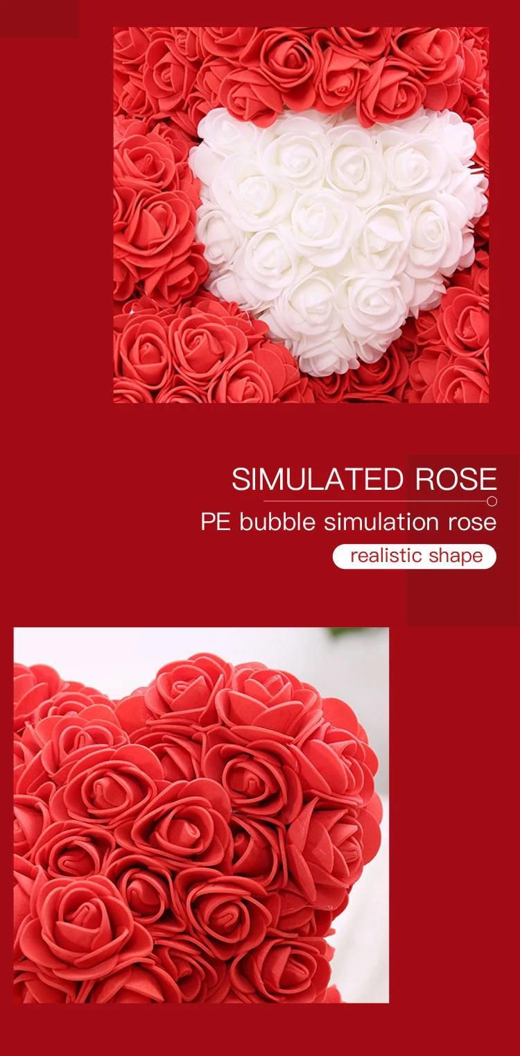 Hot Sale Artificial Flower Wholesale Valentine Christmas Gift 25cm 40cm Rose Bear Pearl Bear with Gift Package Box
