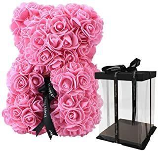 2021 Wholesale 25cm Rose Teddy Bear Best Valentines Day Gift for Girlfriend Rose Bear Artificial Flower Bear of Roses