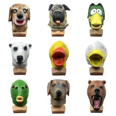 Cute Dog Headgear Animal Mask Masquerade Party Spoof Green Fish Latex Headgear Halloween Party Props