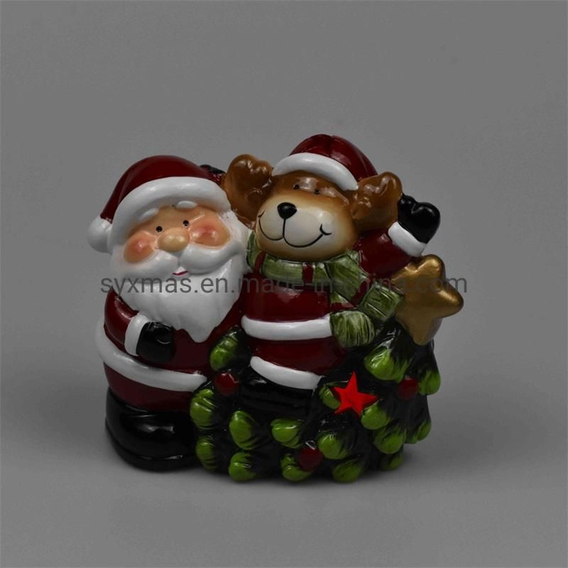 New Design Christmas Ceramic Santa Deer Home Decoration