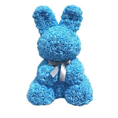 New Arrivals Handmade Gift Idea Multi Color Flower Rose Pink Rabbit with Box for Lovely Girls