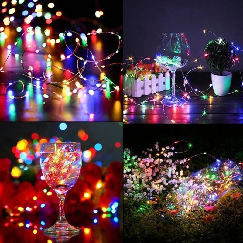 Solar String Lights LED Outdoor Garden Waterproof 2 Functions Christmas Day Decorative Copper Wire String Lights