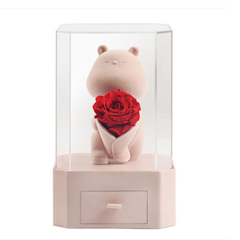 Valentine Festival Gift Wedding Decoration Eternal Flower Rose Bear Doll