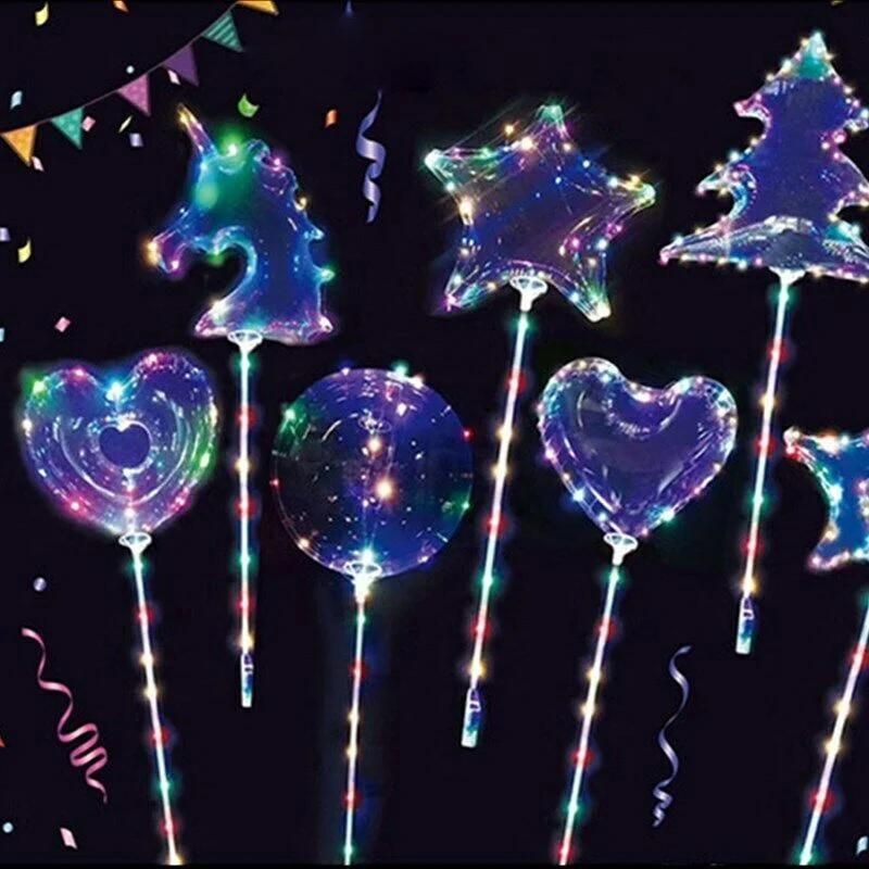 Luminous Colorful Light Party Decorations LED String Heart Shape Bobo Balloon