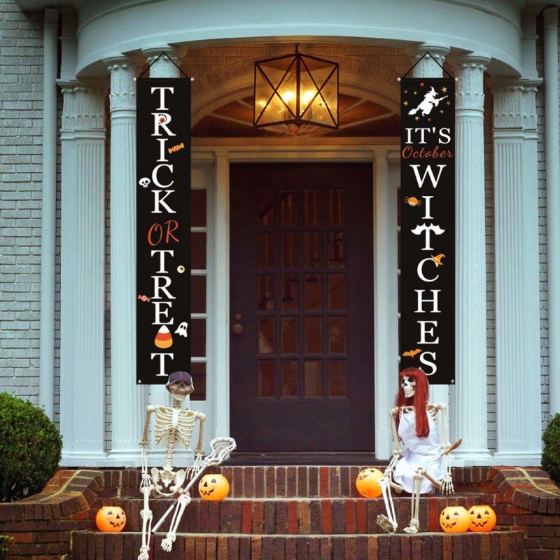 Halloween Decorations Outdoor Trick or Treat & It′ S October Witches Halloween Signs for Front Door or Indoor Home Decor