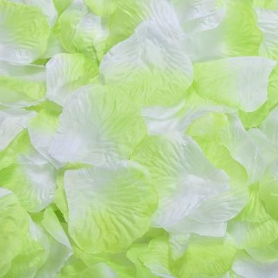 Factory Price Valentine&prime; S Day Wedding Decoration Rose Petal Green Soft Artificial Flower Gradual Change Color