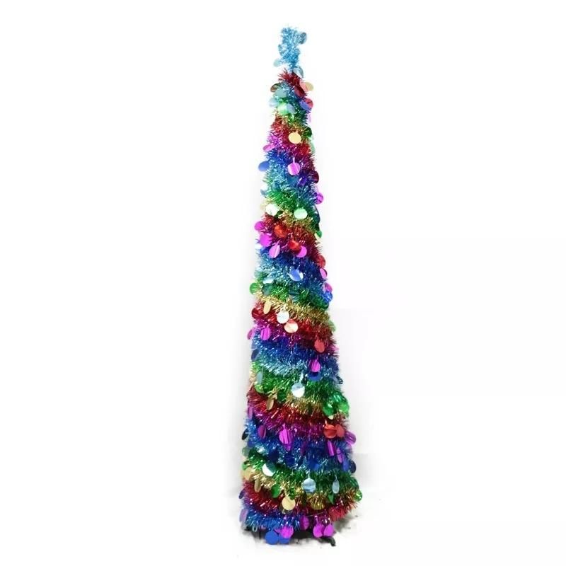 5 FT Pop up Tinsel Christmas Tree for Home Indoor Decoration, Shiny Christmas Tree