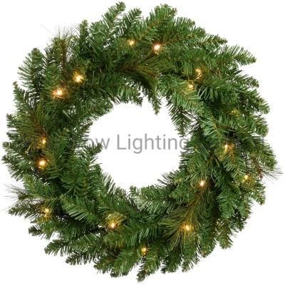 Hristmas Wreath Decoration Illuminated with 20 Warm White LED Lights