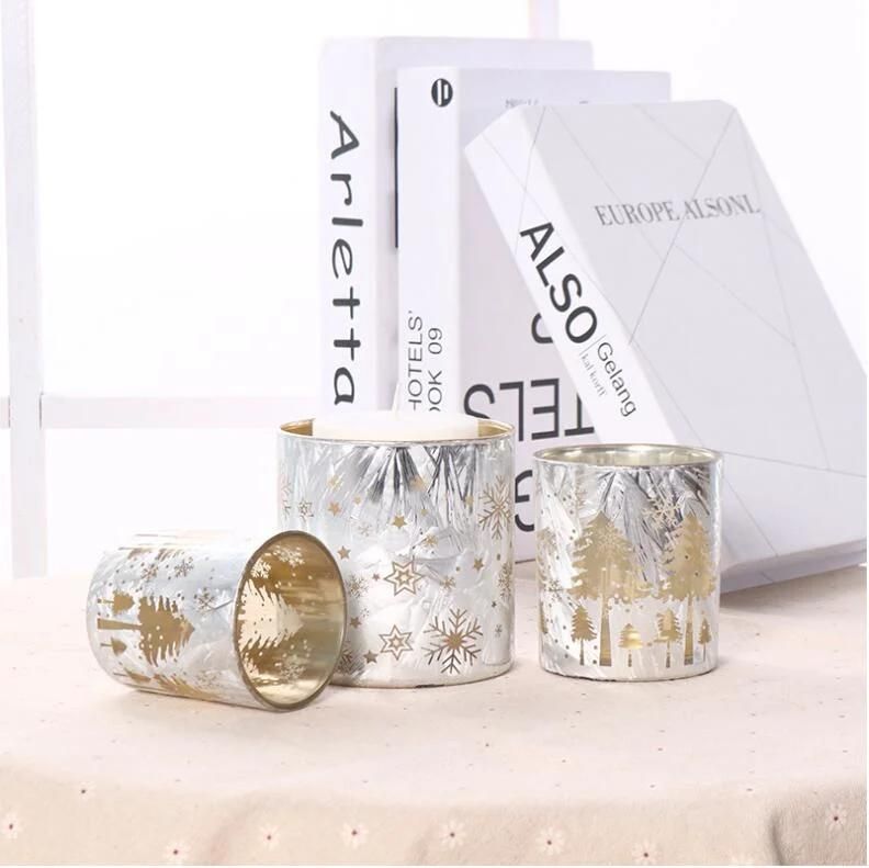 Heat Resistant White Jar Glass Candle Container Gold for Wedding Party Home Decoration