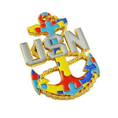 High Quality Custom Gold Plating Colorful 3D Usn Military Challenge Souvenir Coin