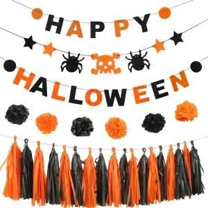 Umiss Paper Bunting Tassel Garland for Halloween Party Decorations OEM