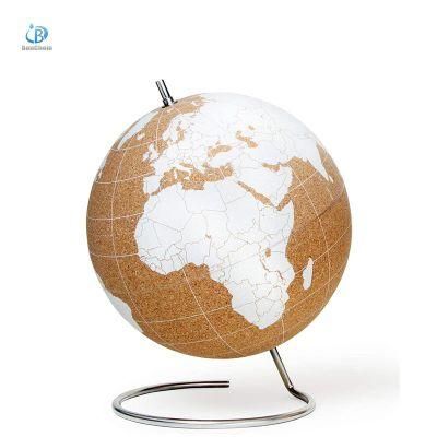 Hot Selling Black Rotating Natural Color Cork World Globe for Home Decoration