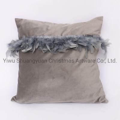 New Design Christmas Bolster Pillow with Feather for Holiday Wedding Party Home Decoration Hook Ornament Craft Gifts