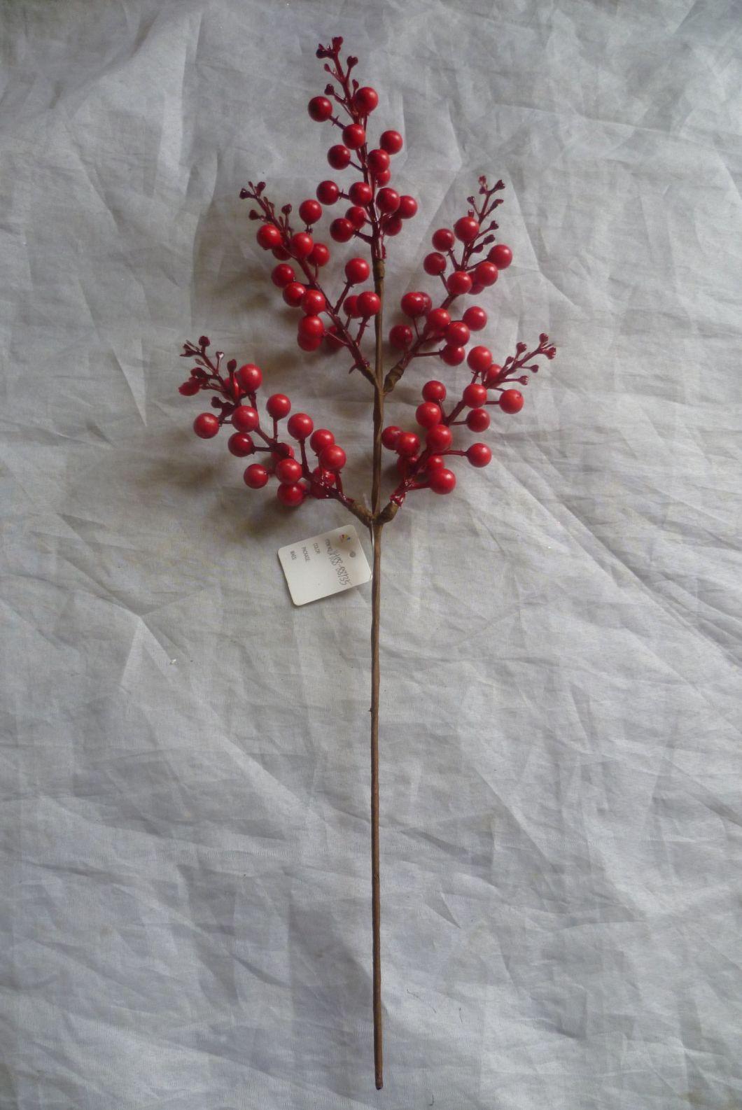 Glitter Flower Plastic Twig Pick with Flowers for Christmas Decoration