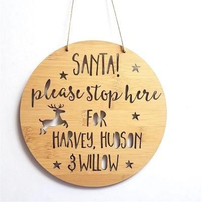 Bamboo Round Christmas Wall Hanging Sign Home Decoration Christmas Ornament