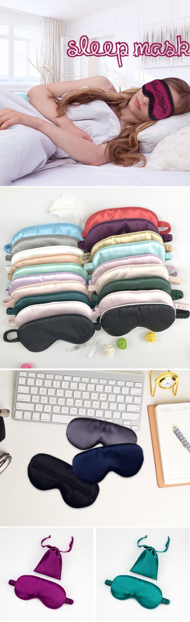 Custom Brand Soft Sleeping Eye Mask with Pouch